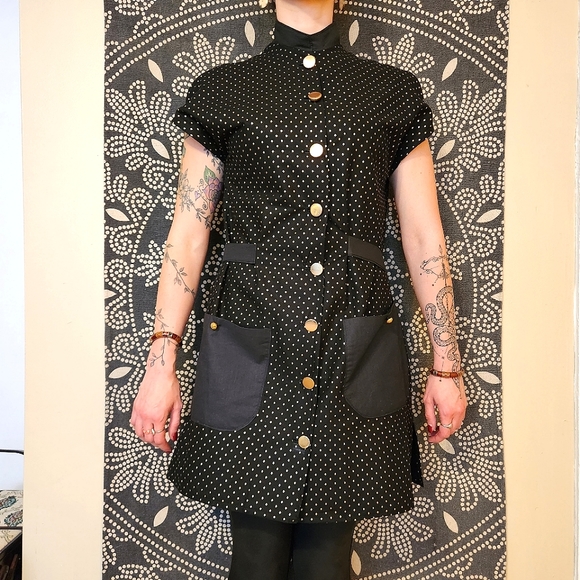 🪞 Handmade Black & Gold Apron Dress – One of a Kind ♣️ - Picture 2 of 10